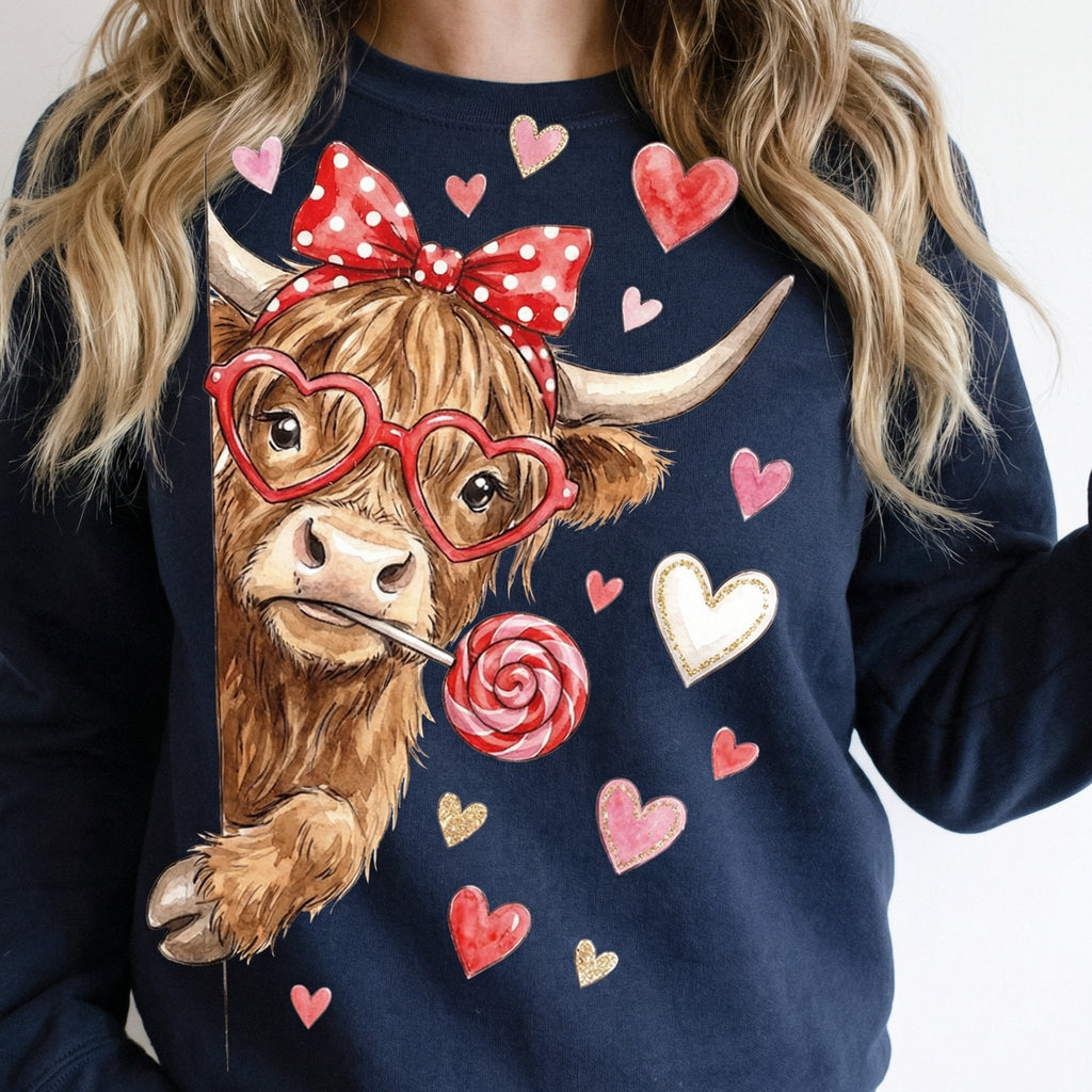 Funny Valentine Highland Cow T-Shirt - Howdy Coquette product image 4
