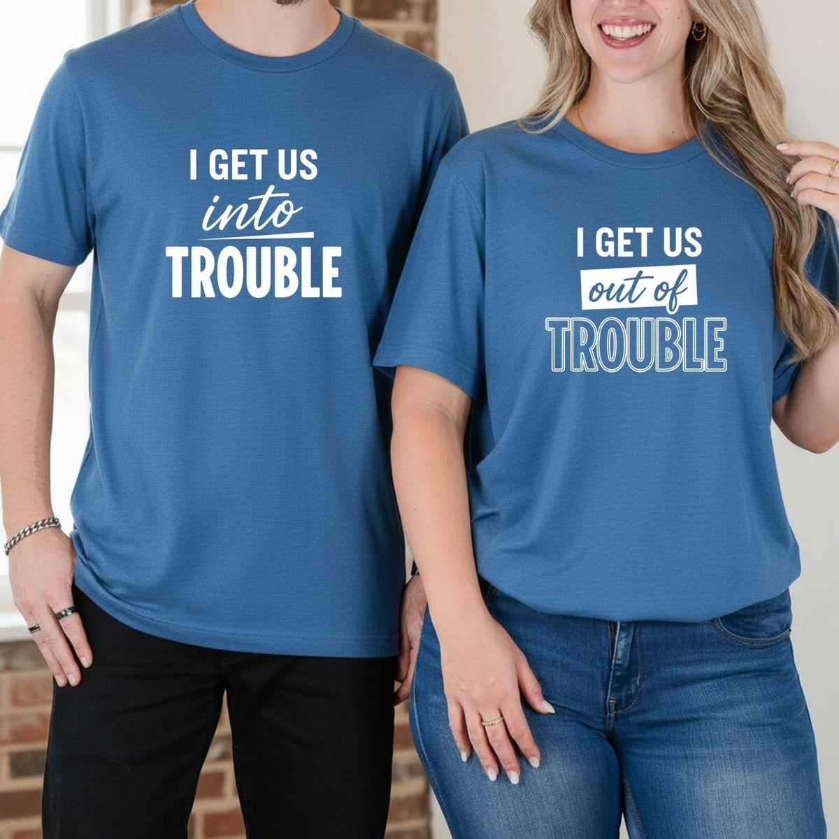 Get Into Trouble Duo Matching T-Shirts For Best Friends product image 9