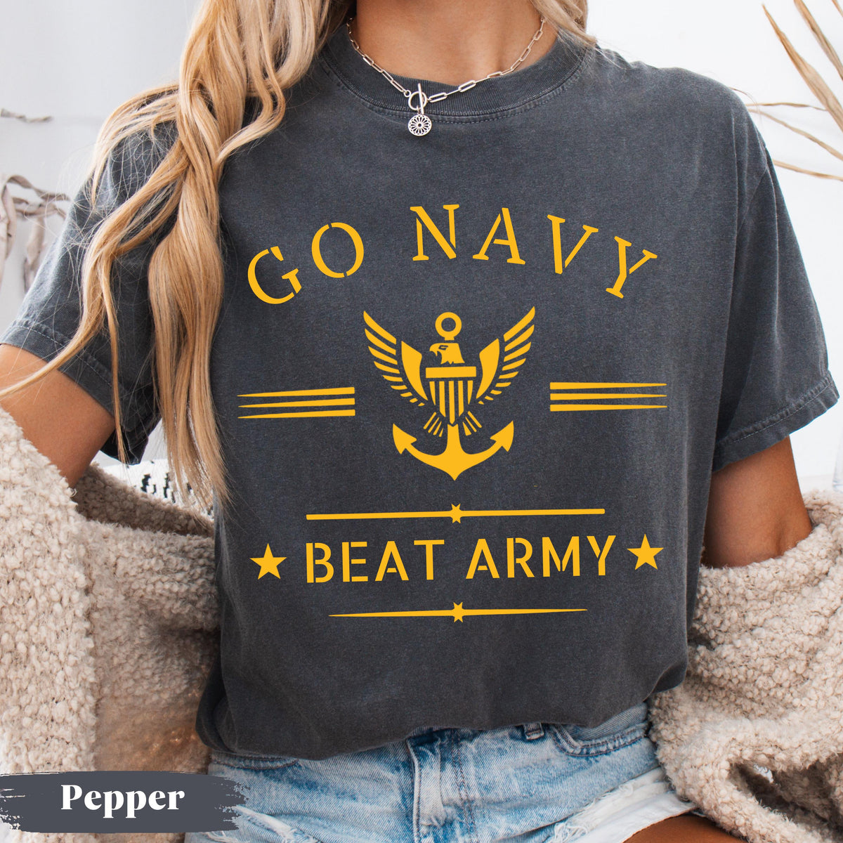Go Navy Beat Army Shirt – Military Game Day Patriotic Tee product image 2