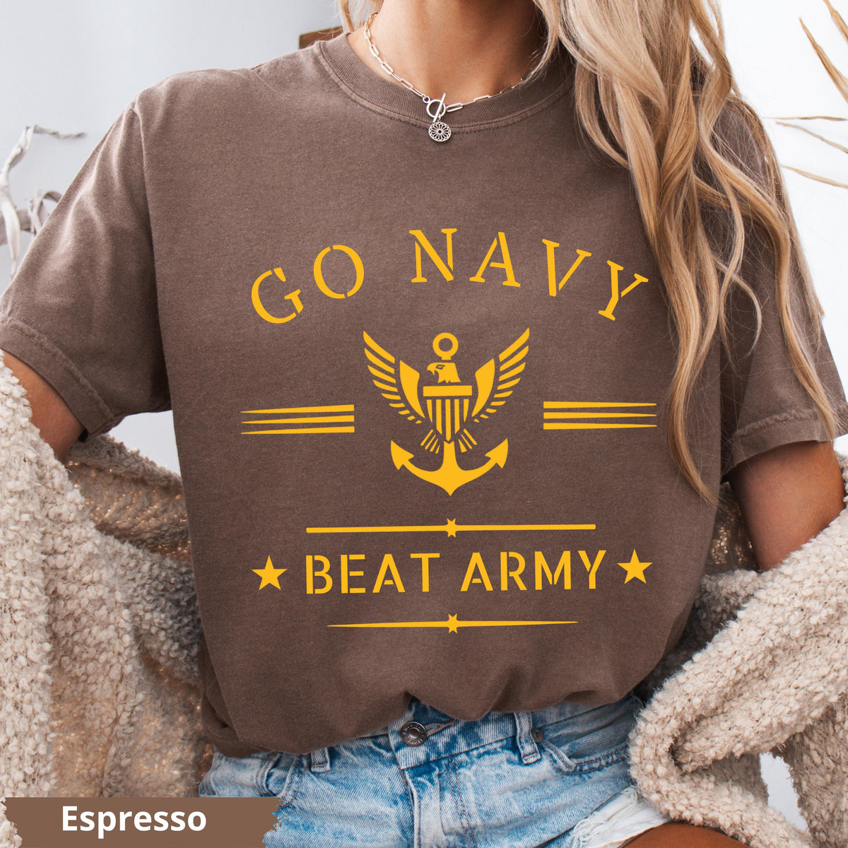Go Navy Beat Army Shirt – Military Game Day Patriotic Tee product image 7