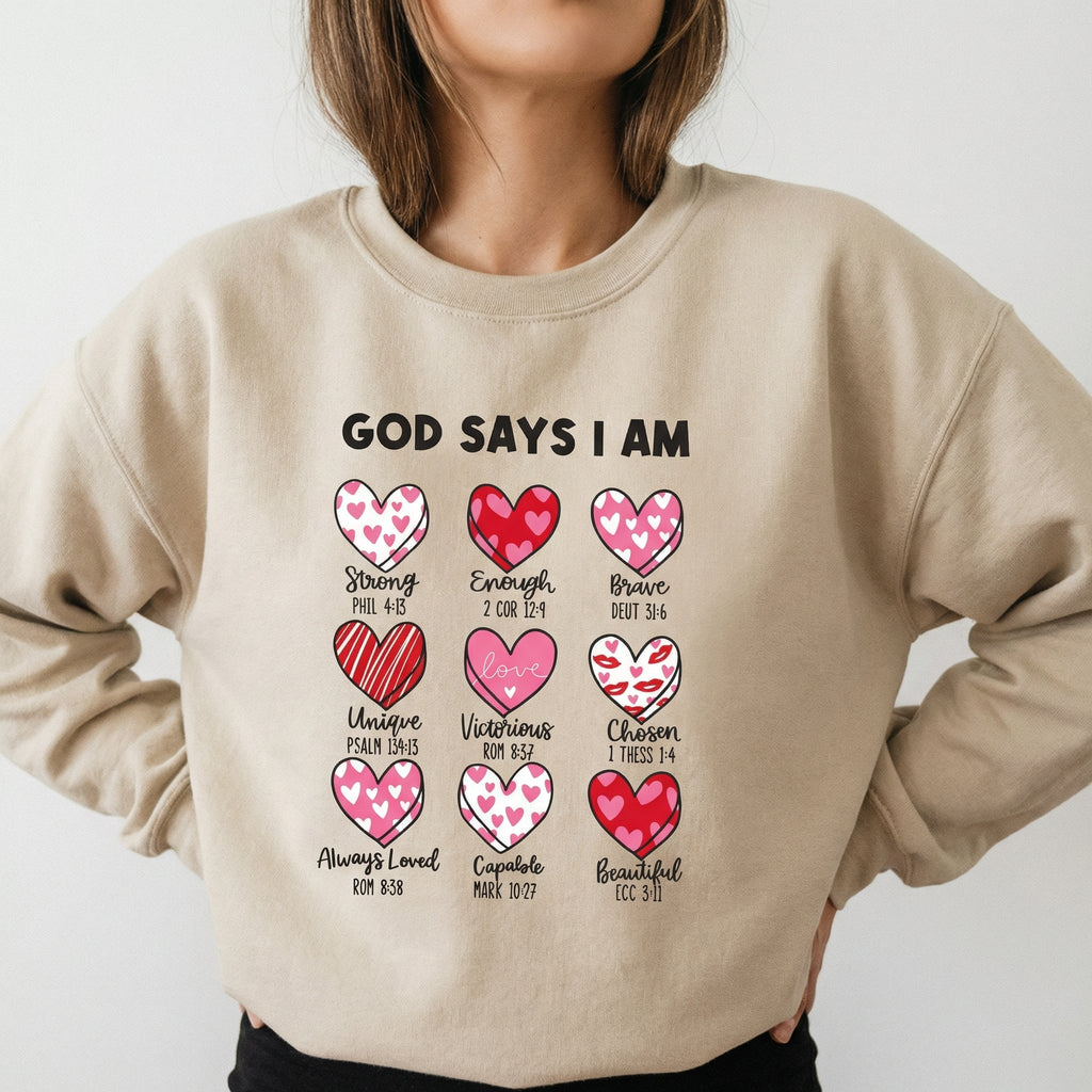 God Says I Am Valentine Graphic T-Shirt – Christian Faith product image 3