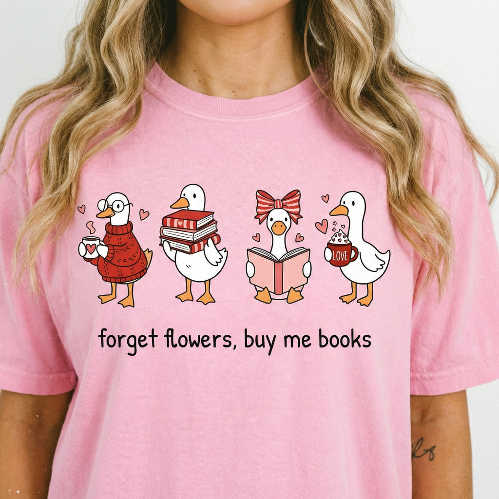 Goose Book Lover Graphic T-Shirt – Bookish Valentine Quote product image 2