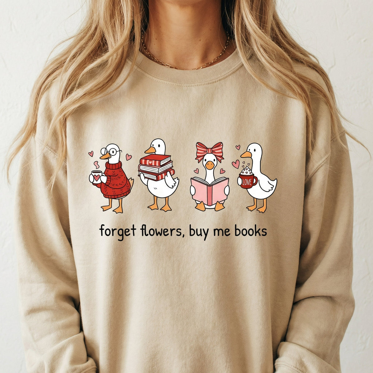 Goose Book Lover Graphic T-Shirt – Bookish Valentine Quote product image 5