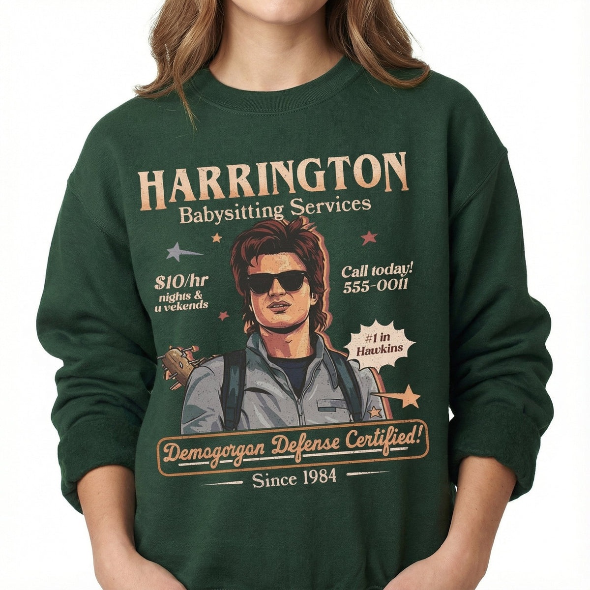 Harrington Babysitting Services Graphic T-Shirt – Funny product image 2