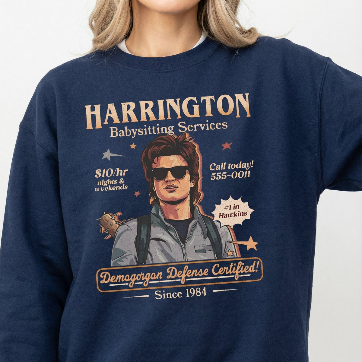 Harrington Babysitting Services Graphic T-Shirt – Funny product image 3
