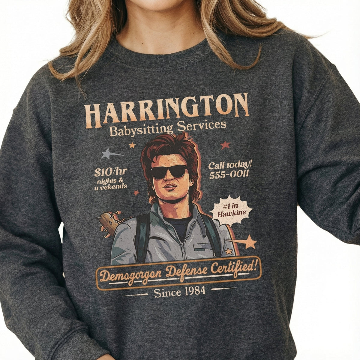Harrington Babysitting Services Graphic T-Shirt – Funny product image 4