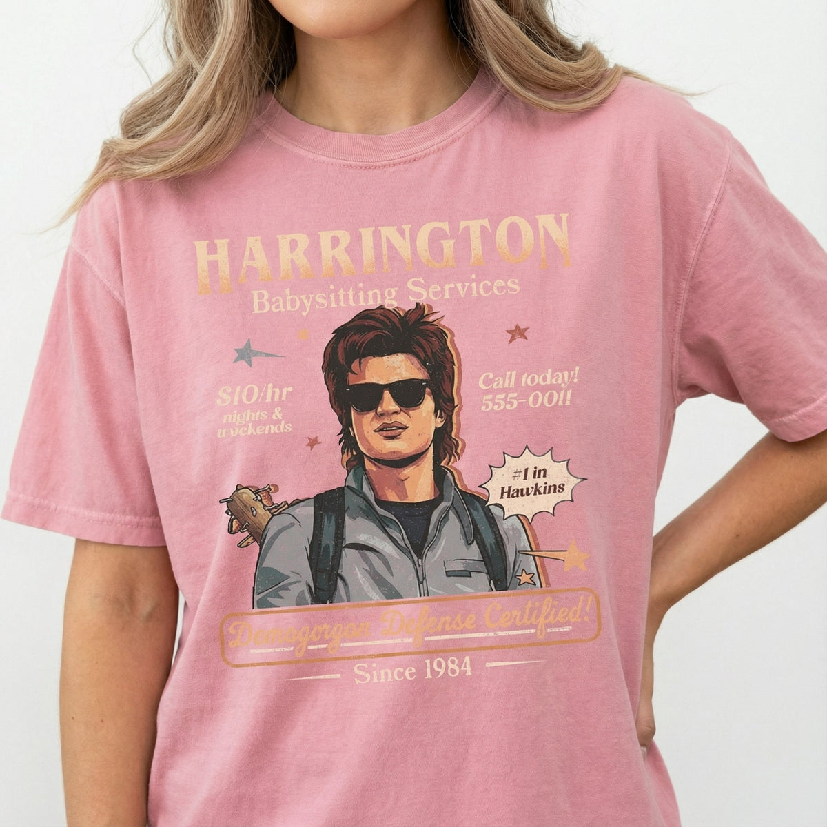 Harrington Babysitting Services Graphic T-Shirt – Funny product image 5