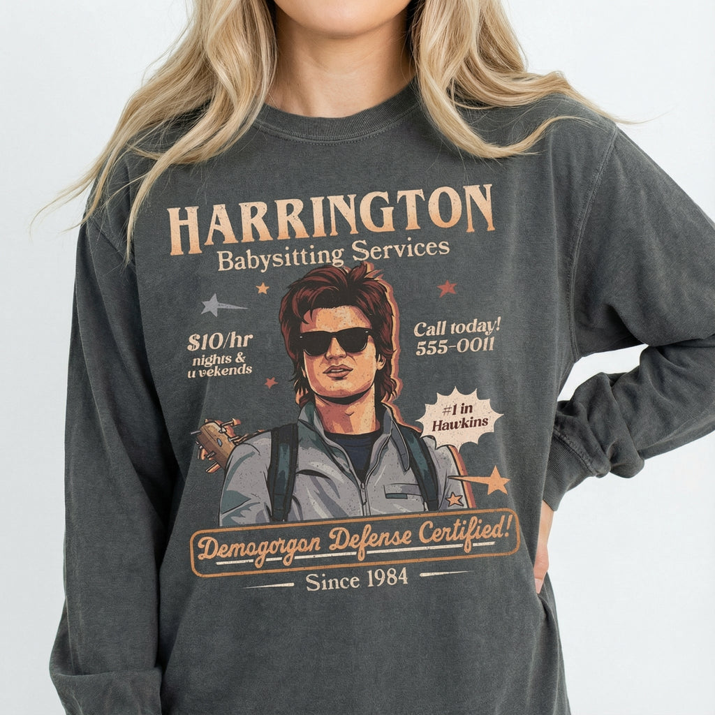 Harrington Babysitting Services Graphic T-Shirt – Funny product image 6