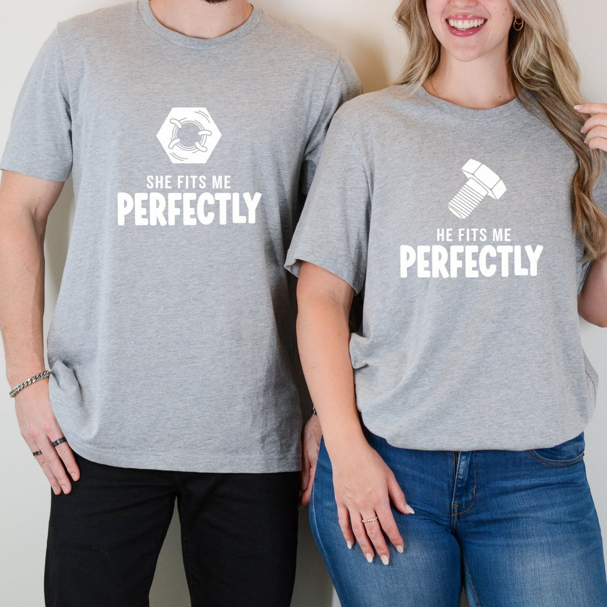 He She Fits Me Perfectly Matching T-Shirts For Couples product image 2