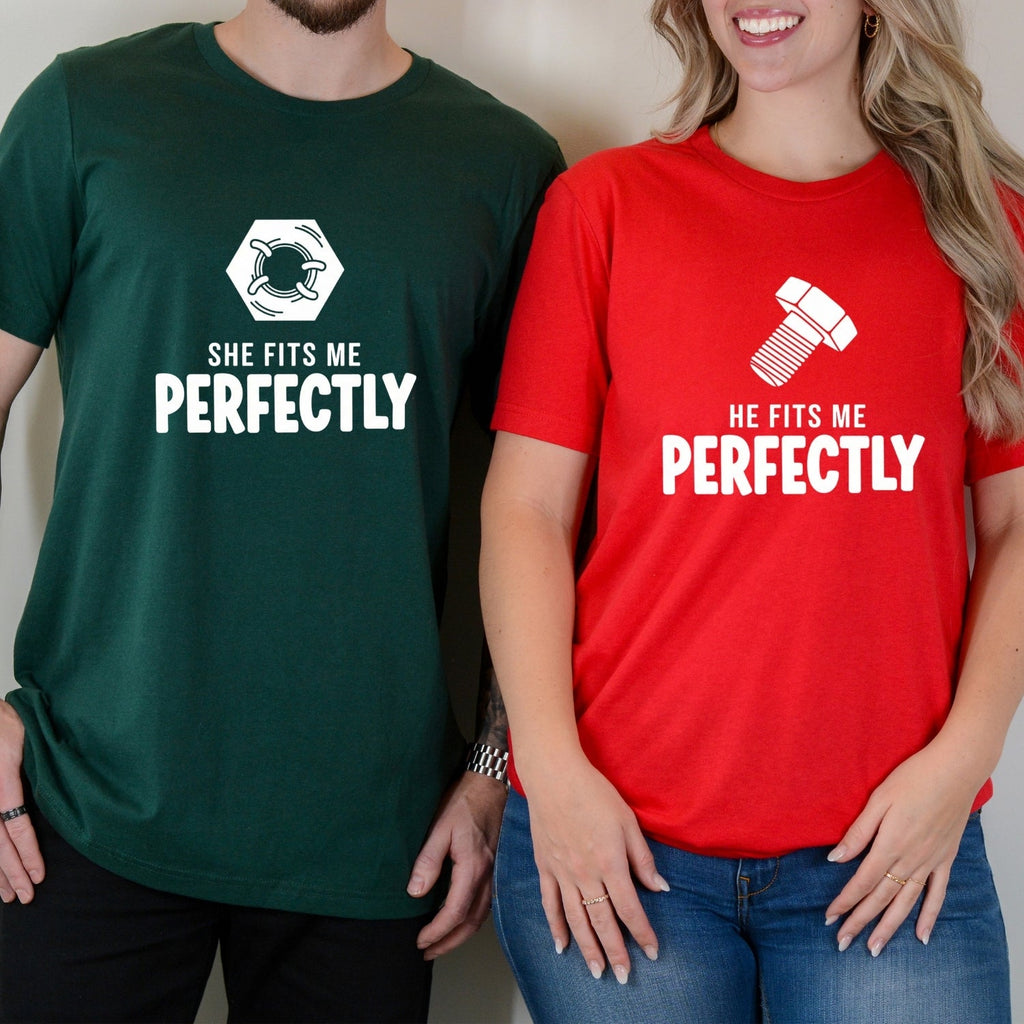 He She Fits Me Perfectly Matching T-Shirts For Couples product image 3