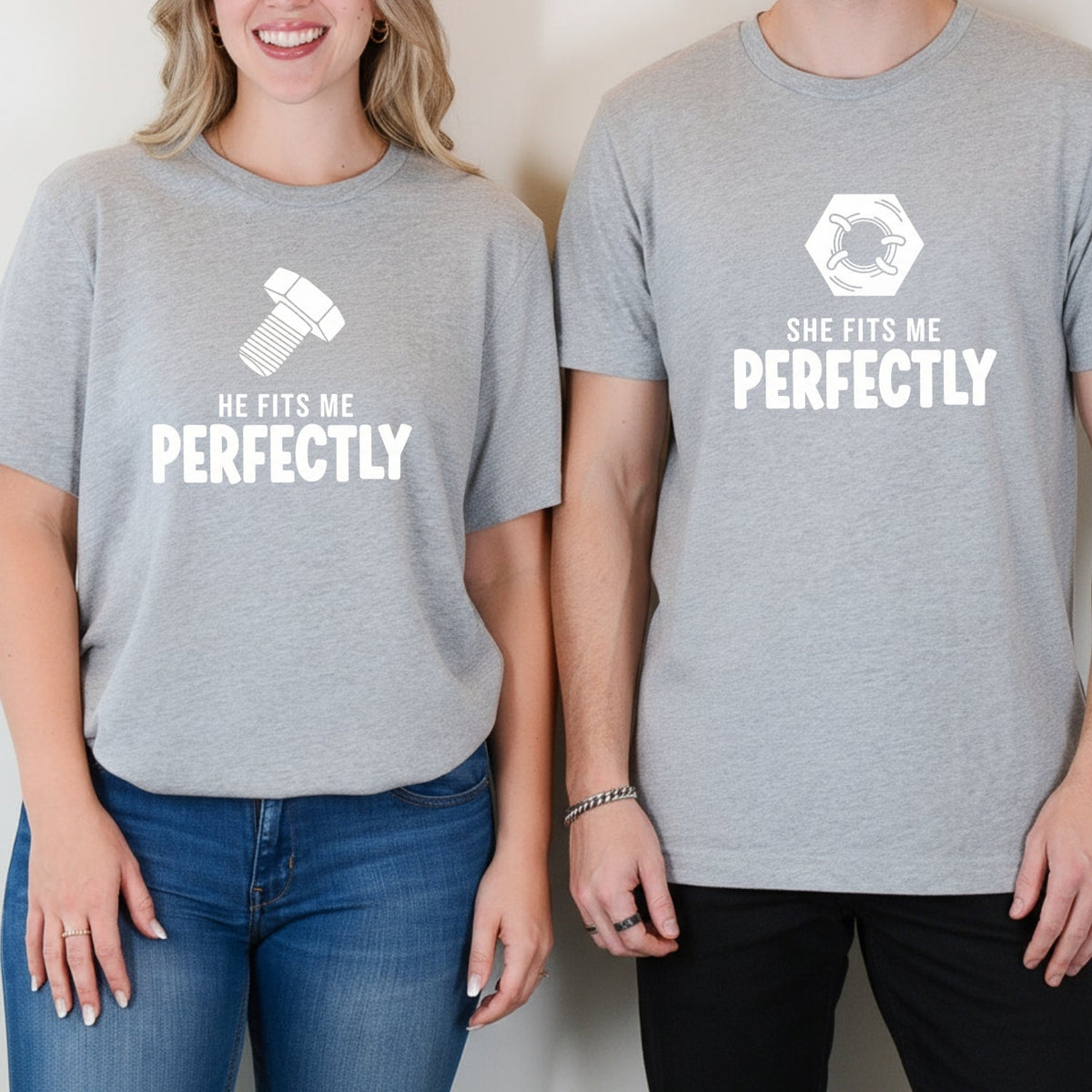 He She Fits Me Perfectly Matching T-Shirts For Couples product image 7