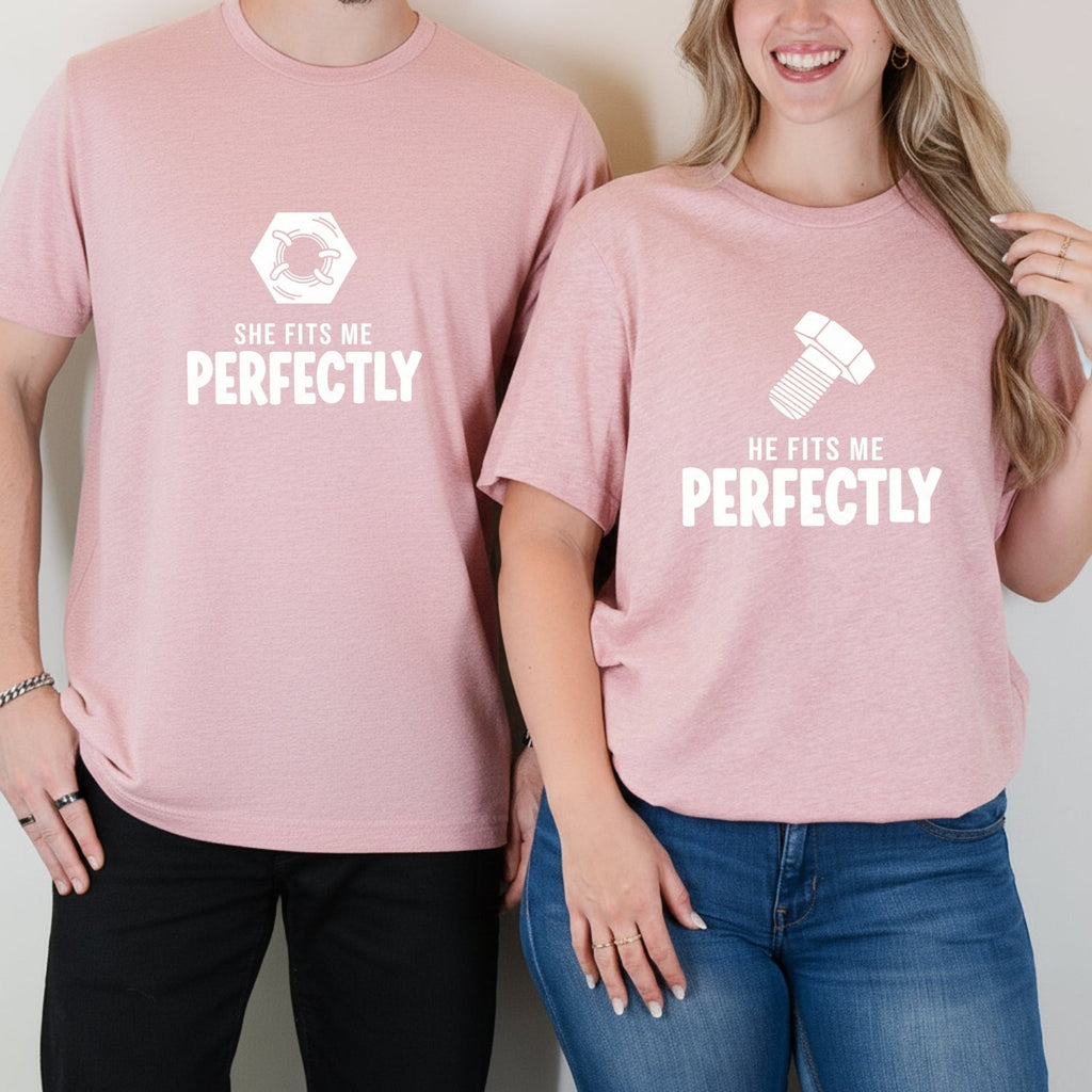 He She Fits Me Perfectly Matching T-Shirts For Couples product image 8