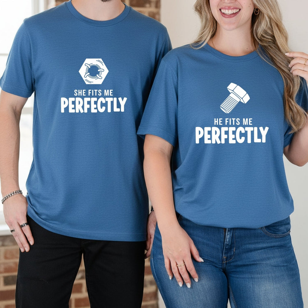 He She Fits Me Perfectly Matching T-Shirts For Couples product image 9