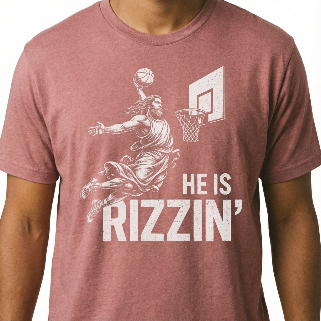 He Is Rizzin’ Funny Christian Basketball T-Shirt – Faith product image 3