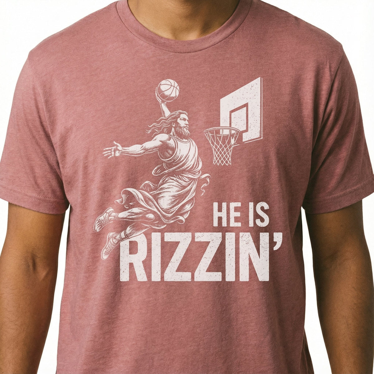 He Is Rizzin’ Funny Christian Basketball T-Shirt – Faith product image 3