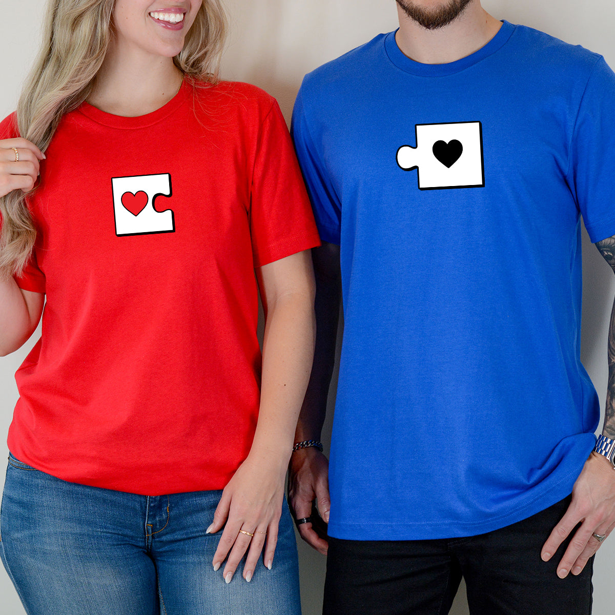 Heart Puzzle Matching T-Shirts For Couples product image 4