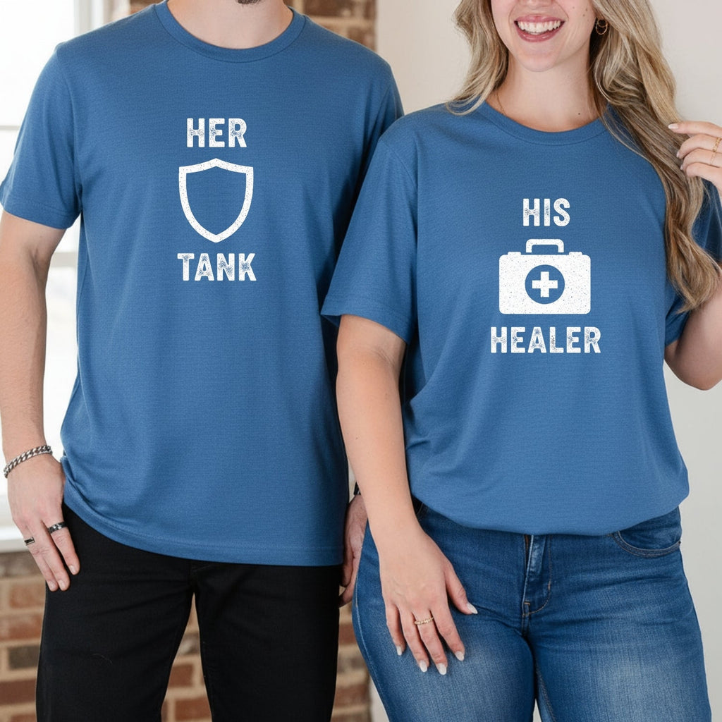 Her Tank His Healer Gamer Matching T-Shirts For Couples product image 10