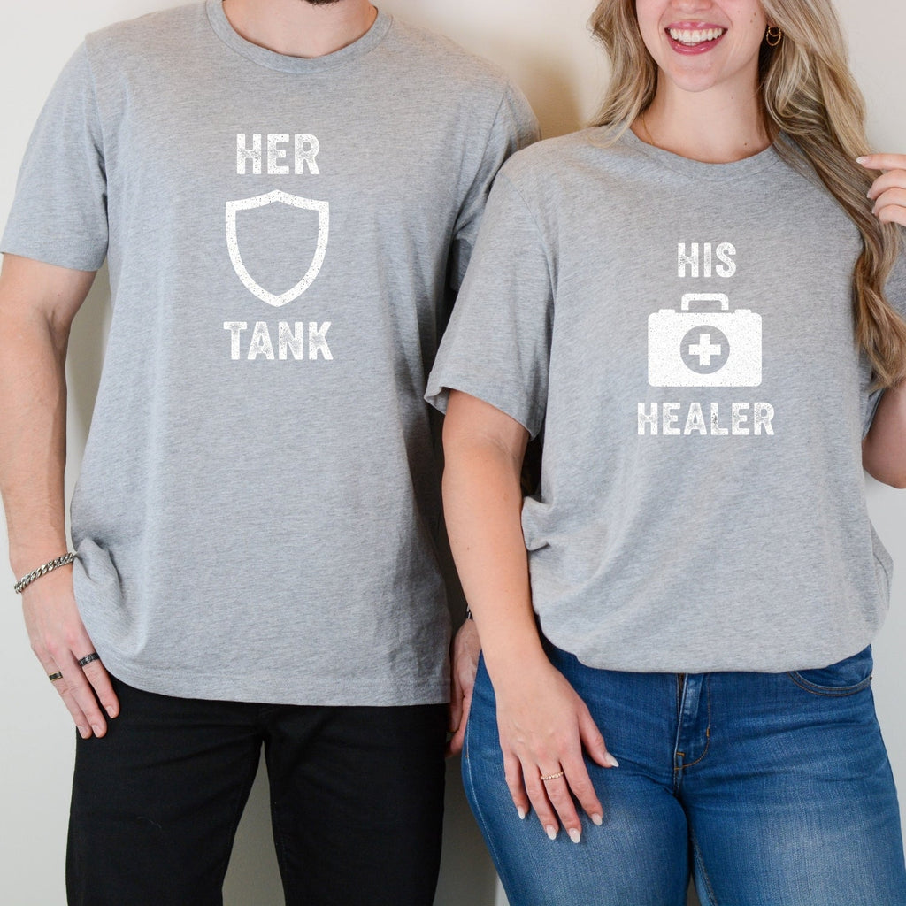 Her Tank His Healer Gamer Matching T-Shirts For Couples product image 2