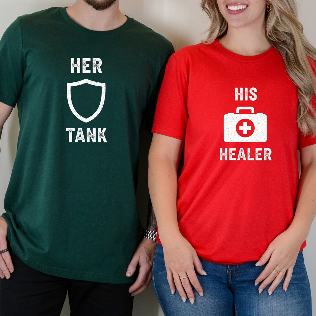 Her Tank His Healer Gamer Matching T-Shirts For Couples product image 3