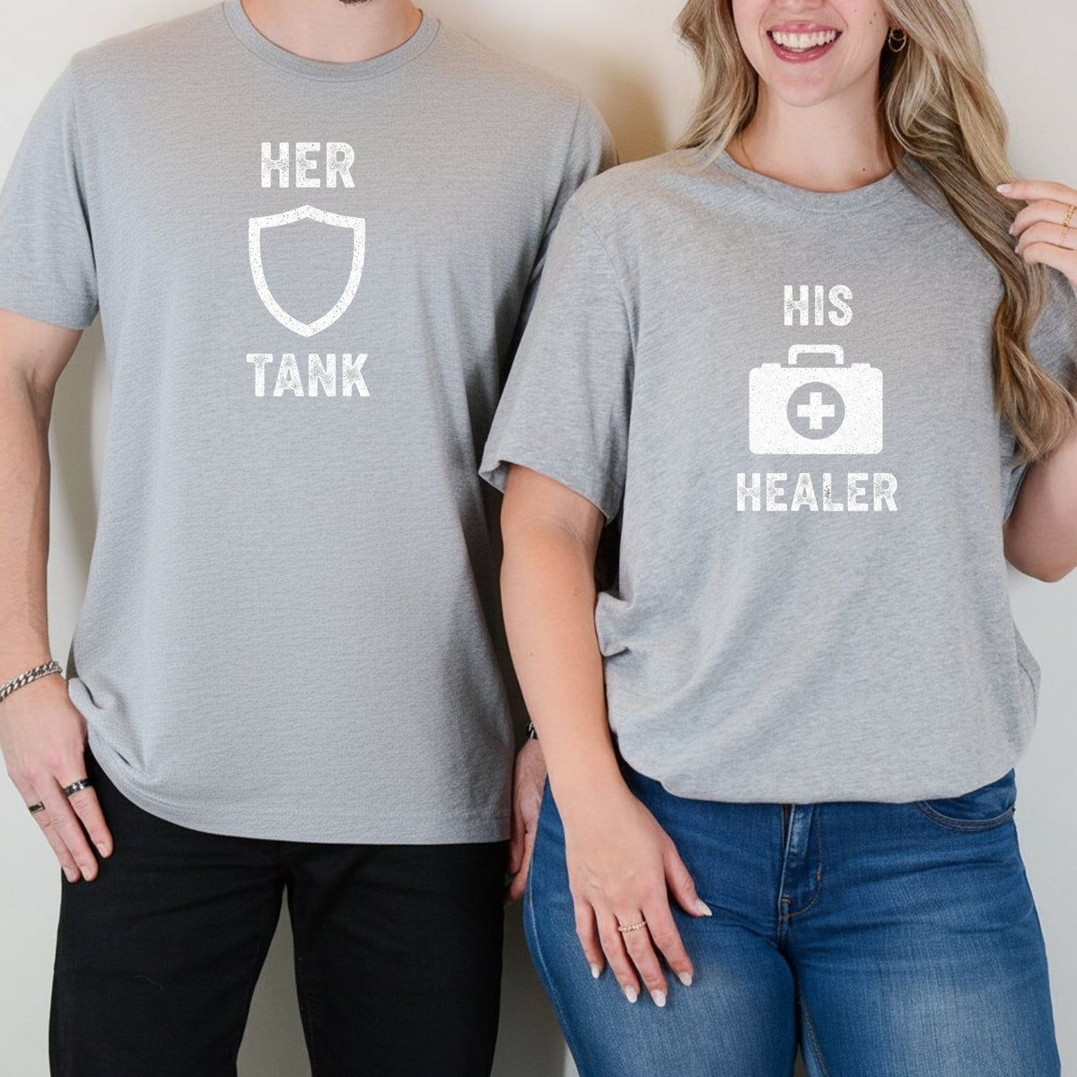 Her Tank His Healer Gamer Matching T-Shirts For Couples product image 4