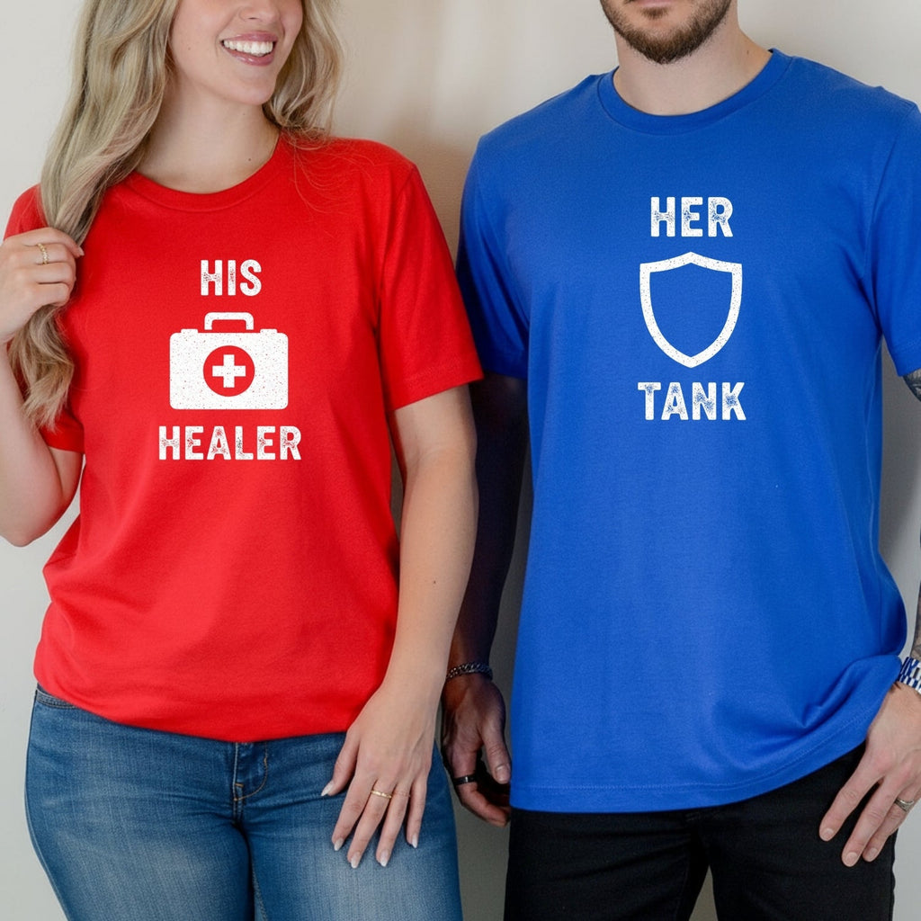 Her Tank His Healer Gamer Matching T-Shirts For Couples product image 5
