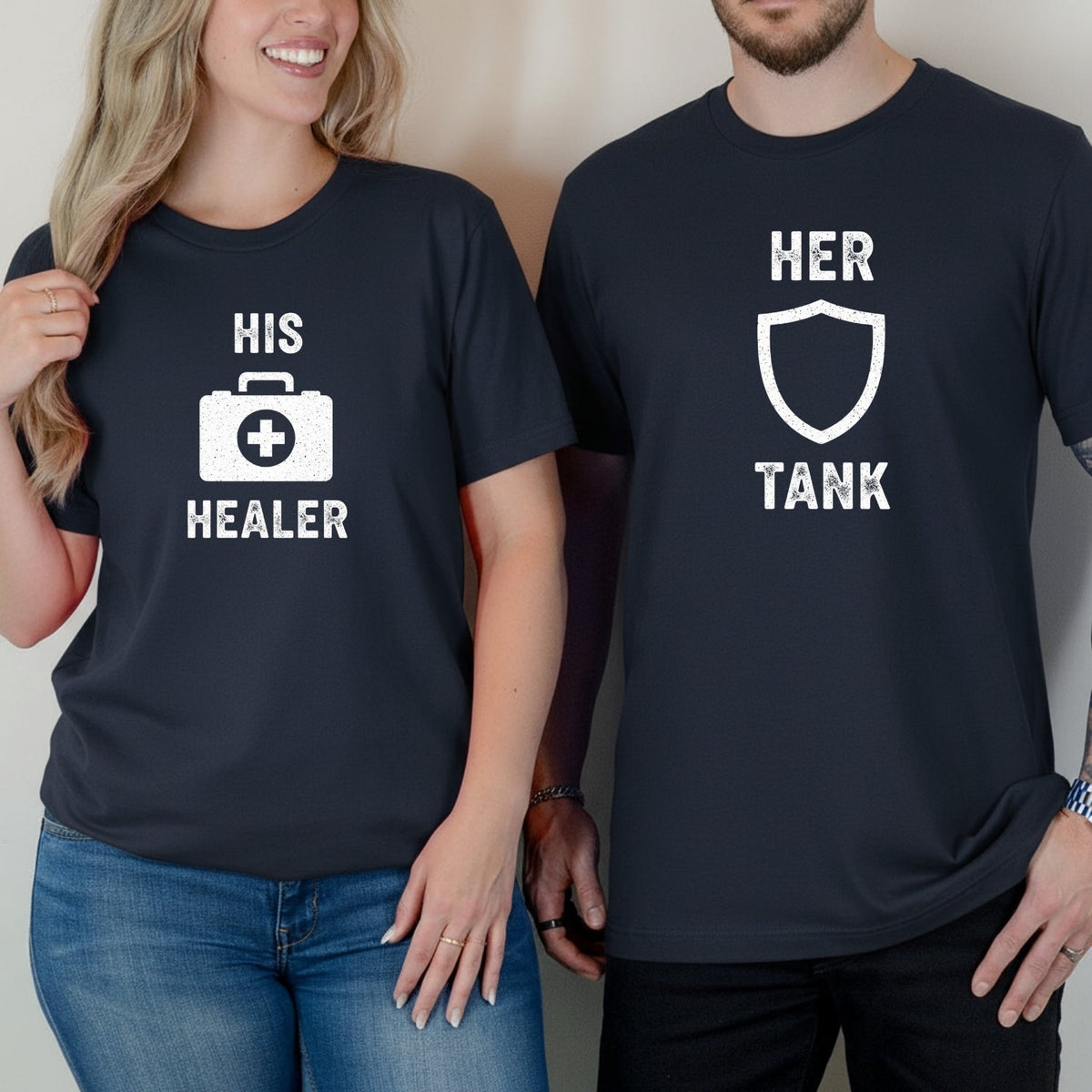 Her Tank His Healer Gamer Matching T-Shirts For Couples product image 6