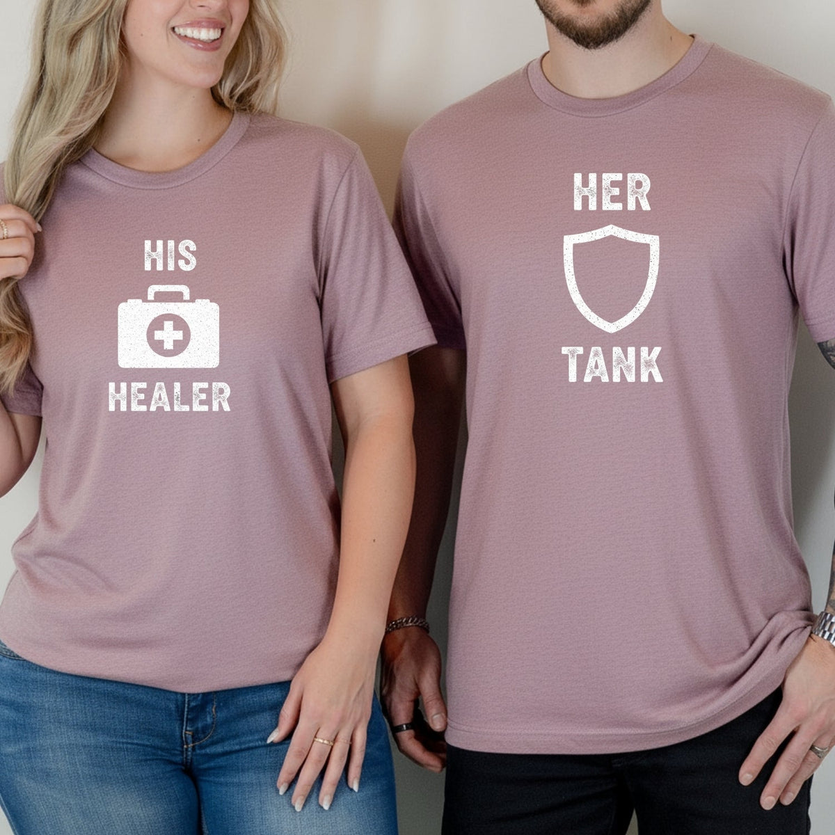 Her Tank His Healer Gamer Matching T-Shirts For Couples product image 7