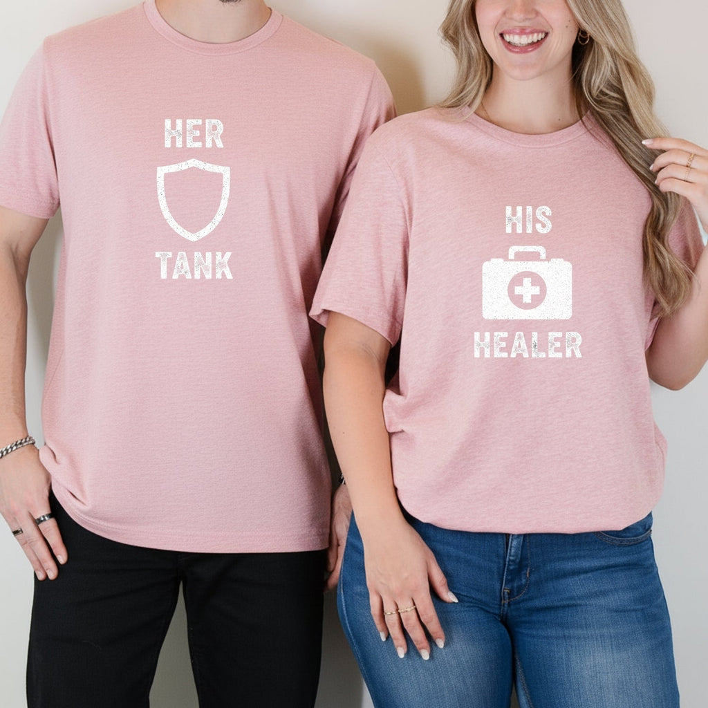 Her Tank His Healer Gamer Matching T-Shirts For Couples product image 9
