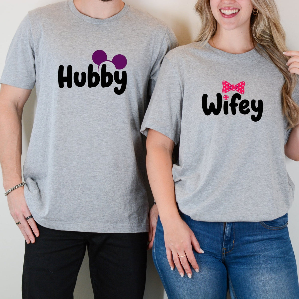 Hubby Wifey Bowtie Matching T-Shirts For Couples product image 3