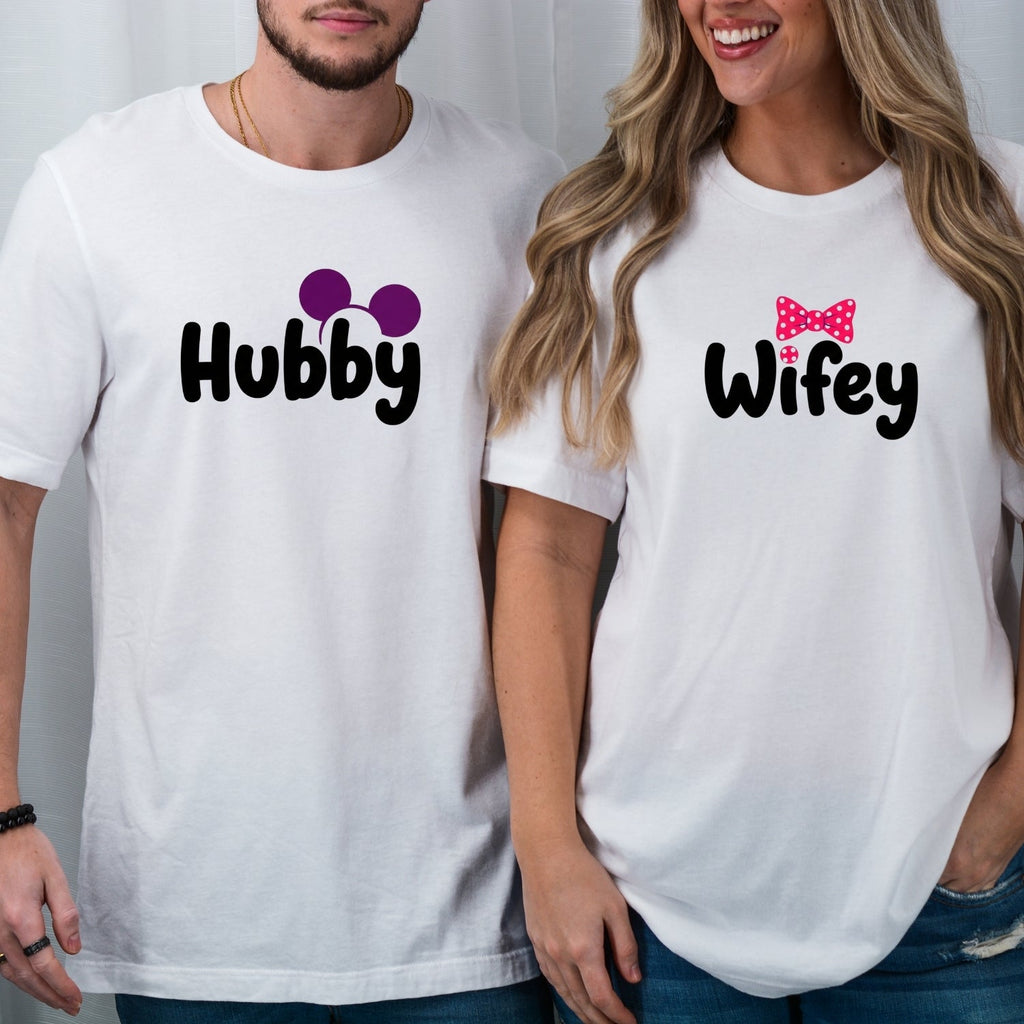 Hubby Wifey Bowtie Matching T-Shirts For Couples product image 4