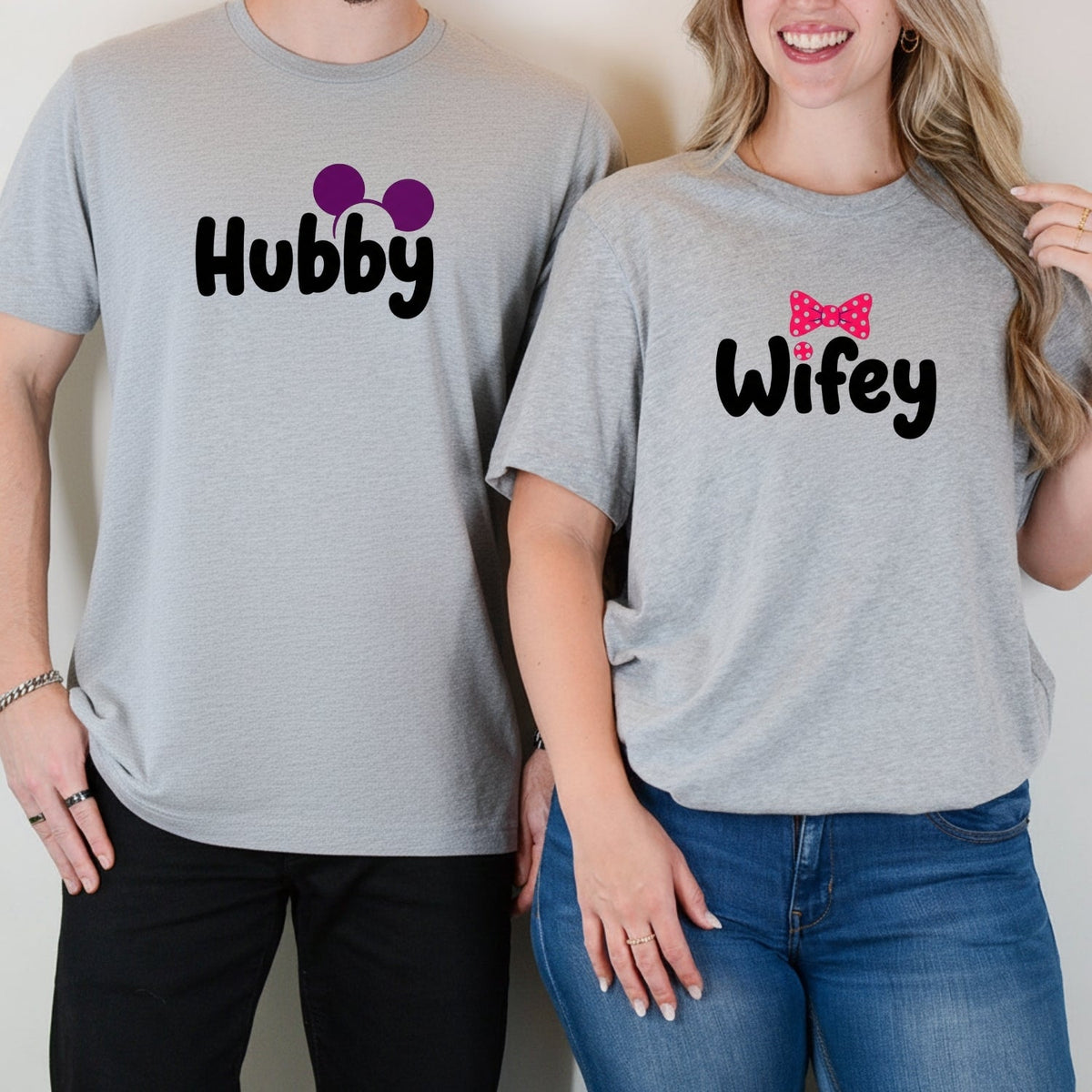 Hubby Wifey Bowtie Matching T-Shirts For Couples product image 5