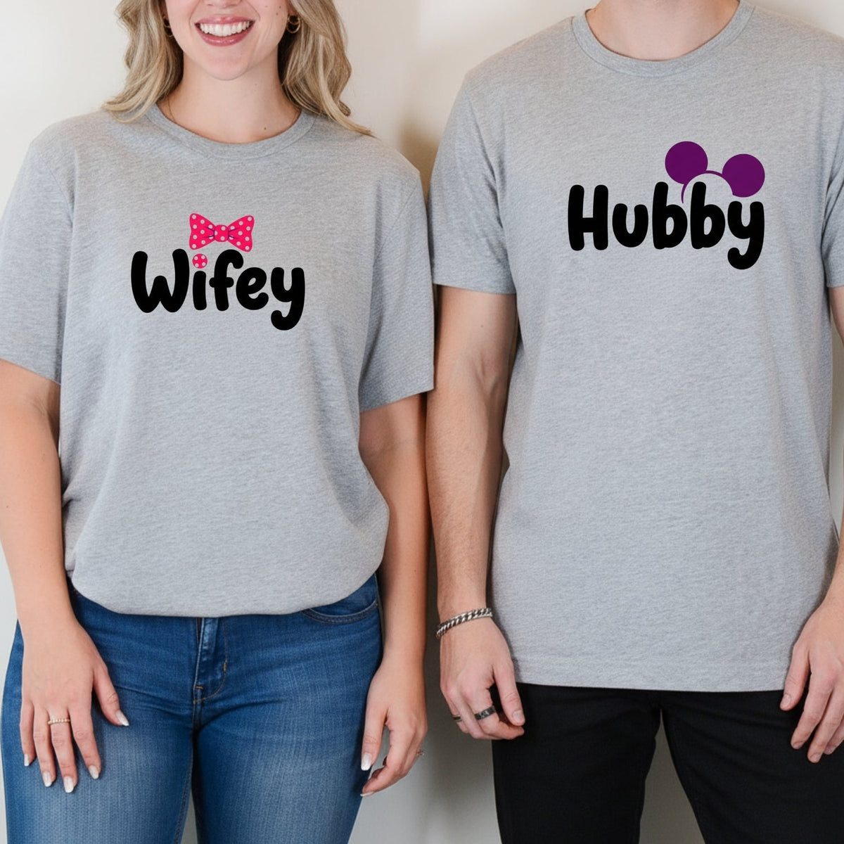 Hubby Wifey Bowtie Matching T-Shirts For Couples product image 7