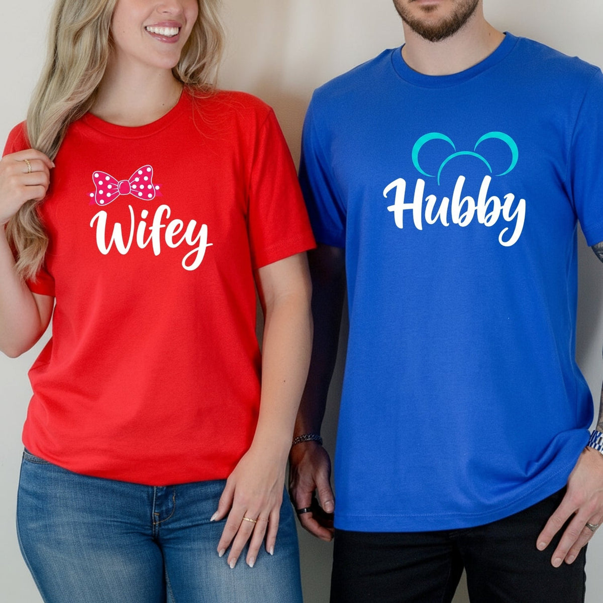 Hubby - Wifey Bowtie Matching T-Shirts For Couples product image 6