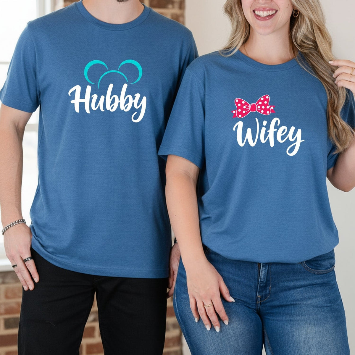 Hubby - Wifey Bowtie Matching T-Shirts For Couples product image 8