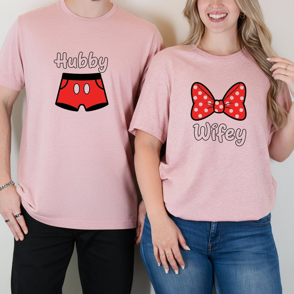 Hubby and Wifey Funny Bowtie Matching T-Shirts For Couples product image 7