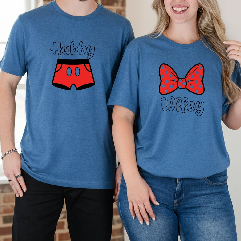 Hubby and Wifey Funny Bowtie Matching T-Shirts For Couples product image 8