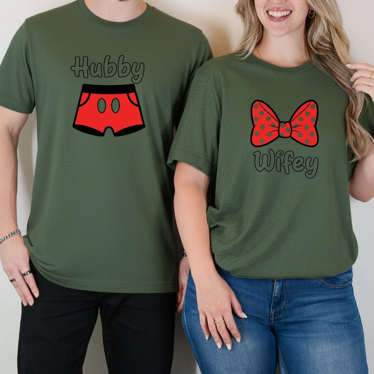 Hubby and Wifey Funny Bowtie Matching T-Shirts For Couples product image 9