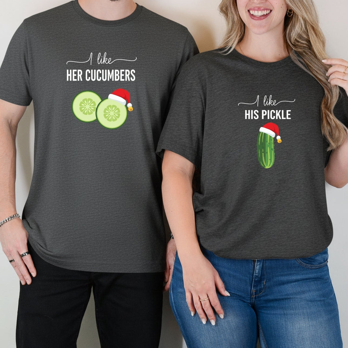 I Like His Pickle I Her Cucumbers Funny Christmas Matching product image 13