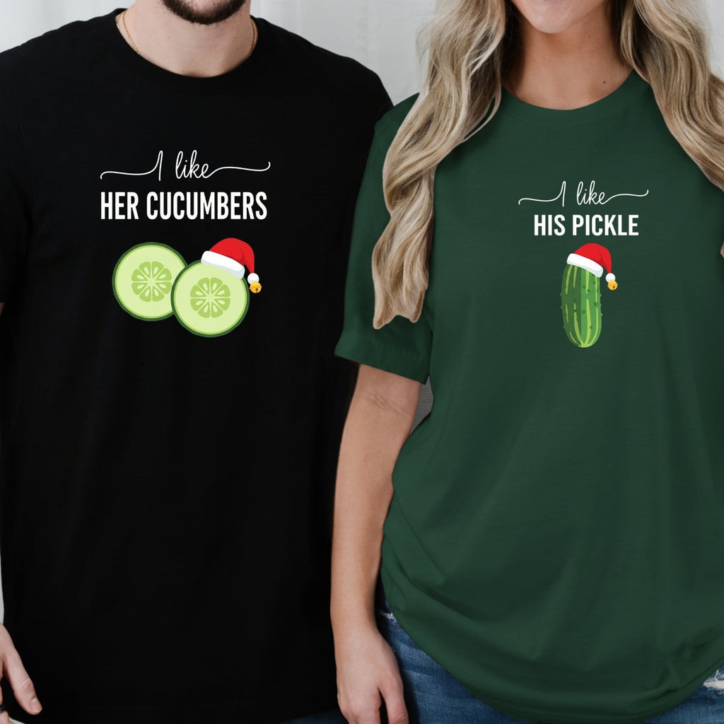 I Like His Pickle I Her Cucumbers Funny Christmas Matching product image 3