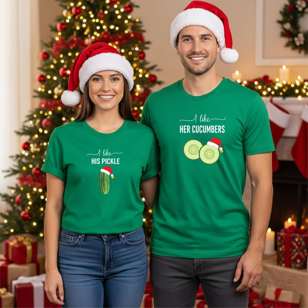 I Like His Pickle I Her Cucumbers Funny Christmas Matching product image 14