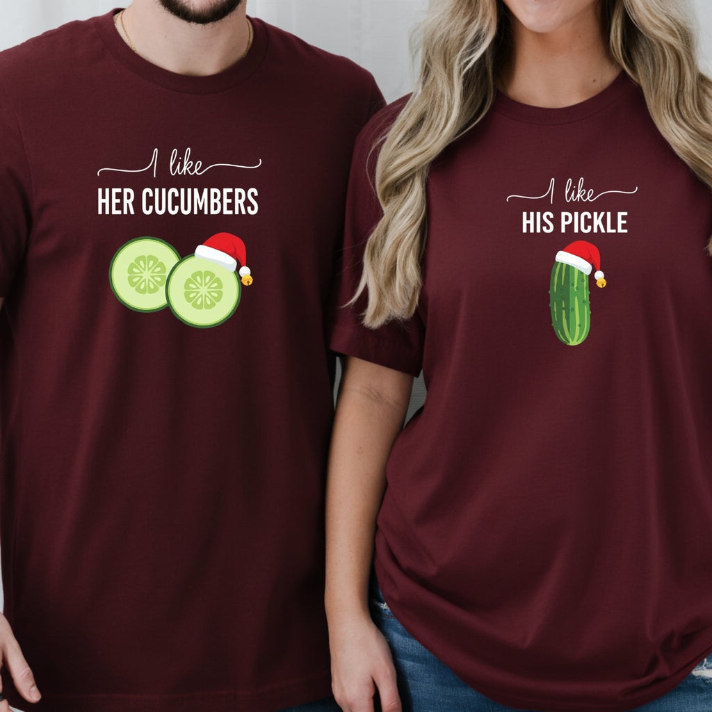I Like His Pickle I Her Cucumbers Funny Christmas Matching product image 4
