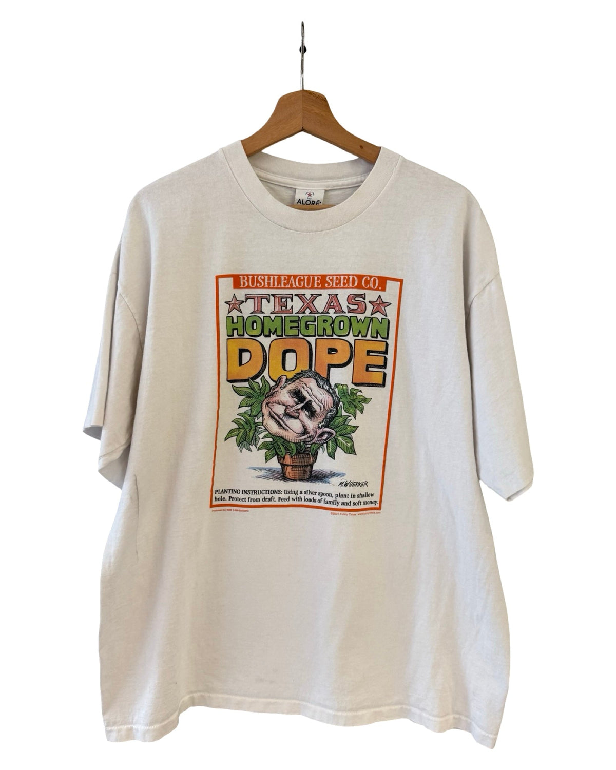 Vintage 2001 Texas Homegrown Dope George Bush Weed Tee product image 1
