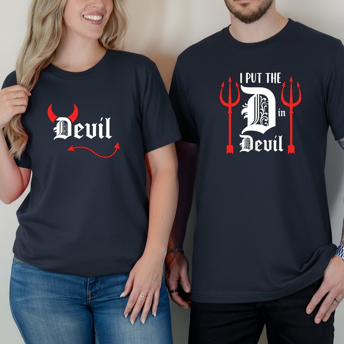 I Put The D in Devil Funny Matching T-Shirts For Couples product image 1