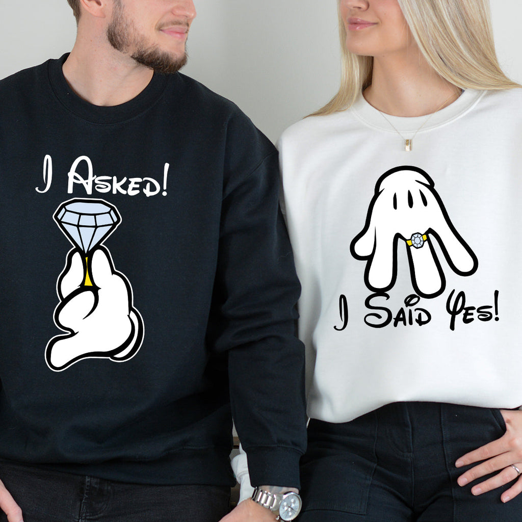 I Asked, I Said Yes Cartoon Matching Hoodies For Couples product image 4