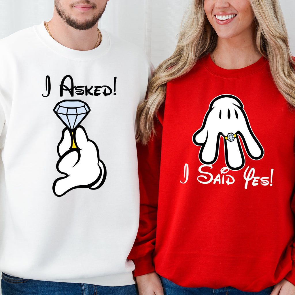 I Asked, I Said Yes Cartoon Matching Hoodies For Couples product image 5