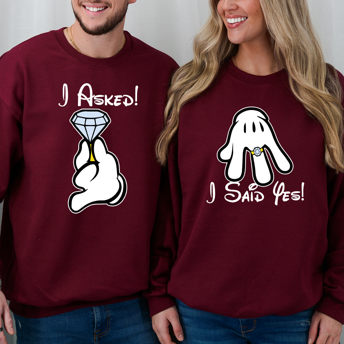 I Asked, I Said Yes Cartoon Matching Hoodies For Couples product image 6