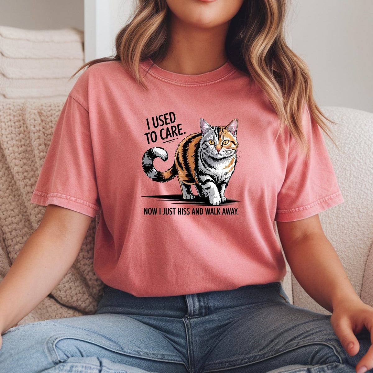 I Used To Care T-Shirt - Funny Cat Sarcastic Graphic Tee product image 5