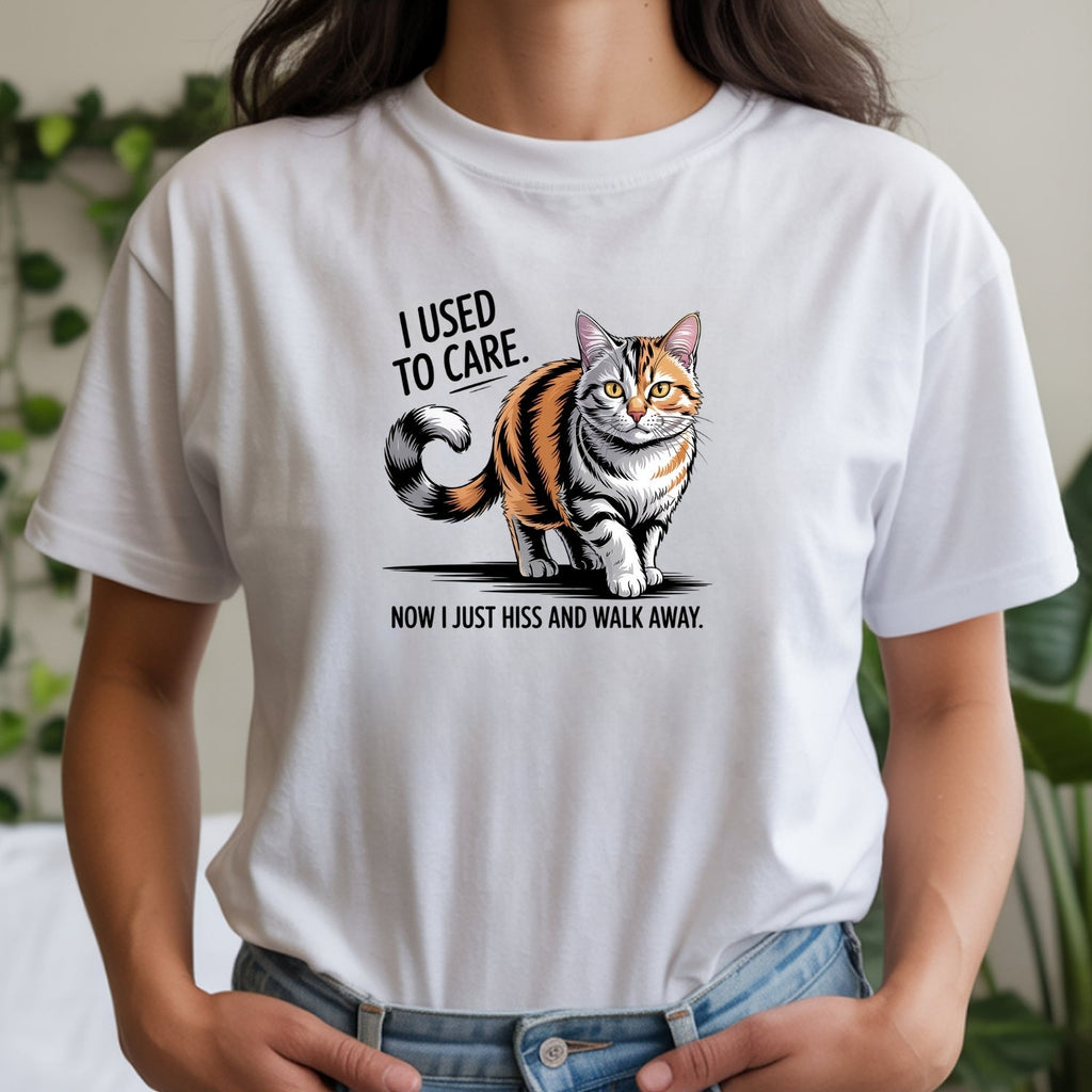 I Used To Care T-Shirt - Funny Cat Sarcastic Graphic Tee product image 1