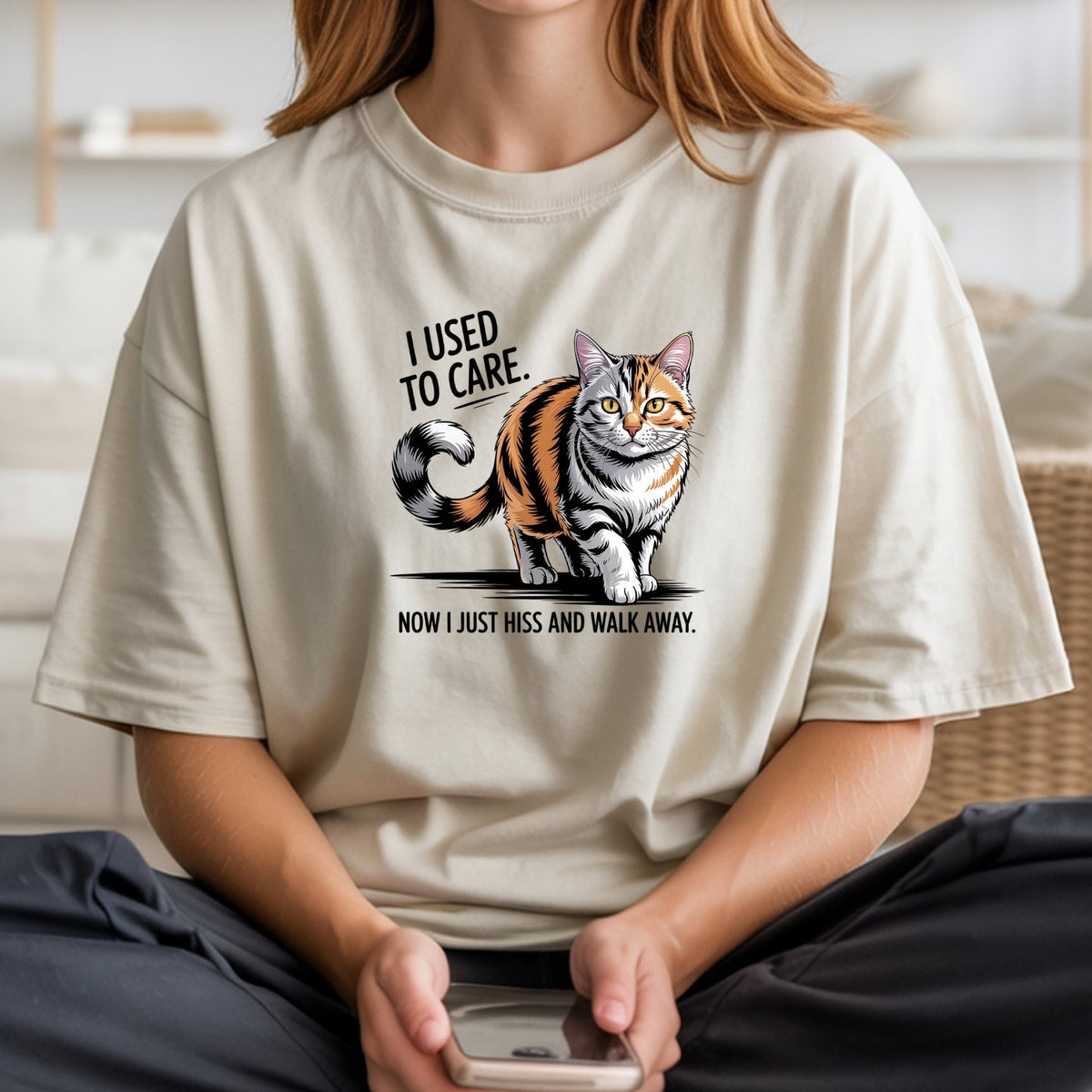 I Used To Care T-Shirt - Funny Cat Sarcastic Graphic Tee product image 10