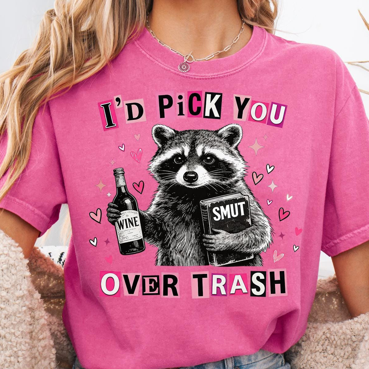 I’d Pick You Over Trash Funny Raccoon Graphic T-Shirt – product image 1